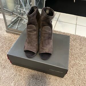 Vince Camuto Women's Brown Suede Peep-Toe Booties